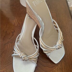 Elegant Gold and Silver Wedge Sandals by PAIGE